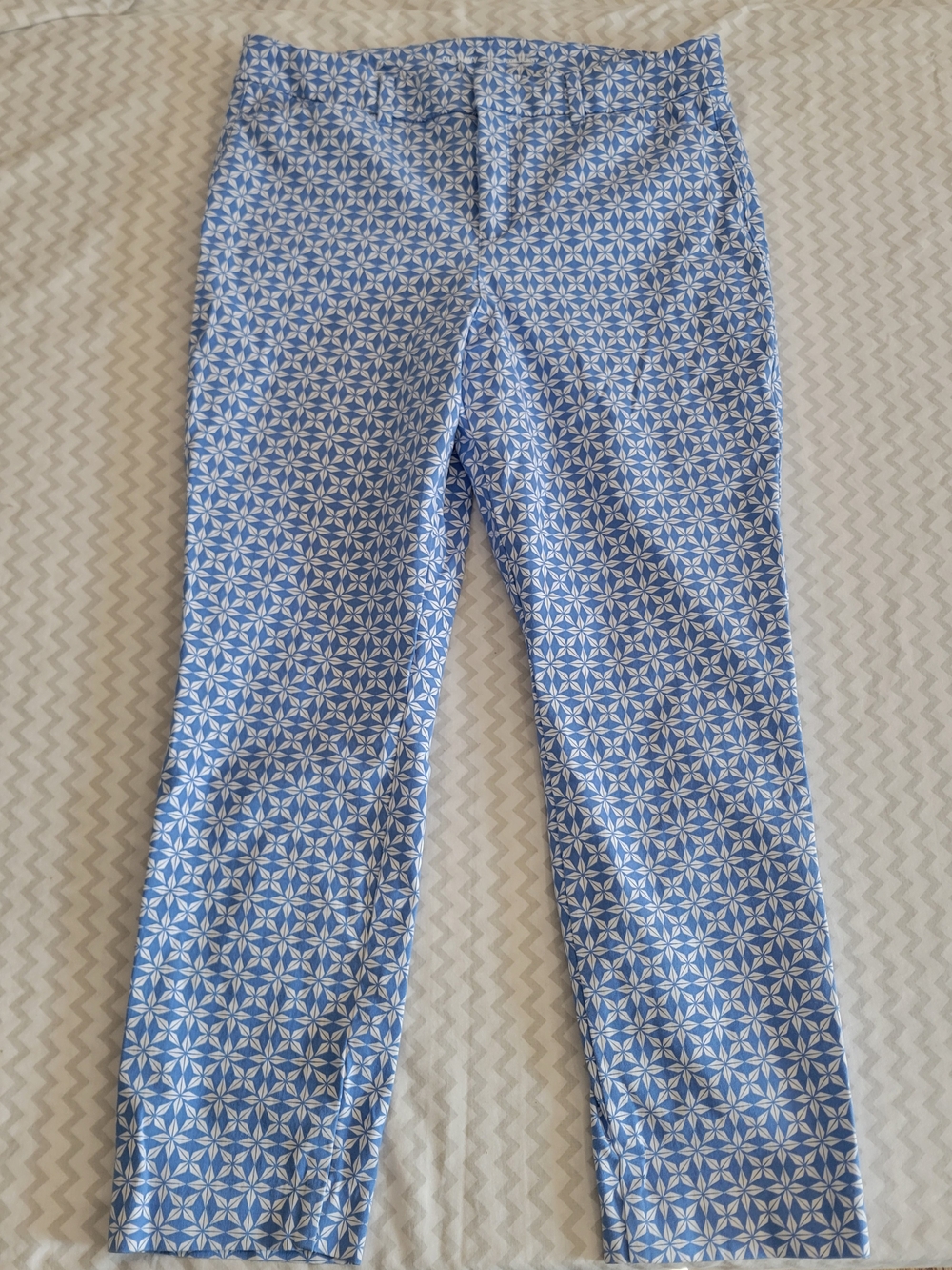 Old Navy High-Rise Pixie Skinny Ankle Pants Blue Geometric Floral Size 12